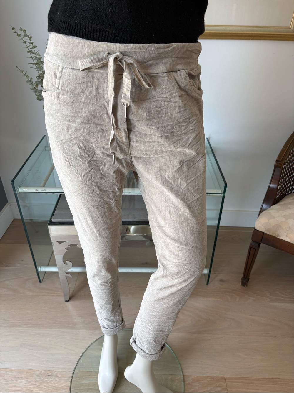 Light Beige Drawstring baby cord Joggers